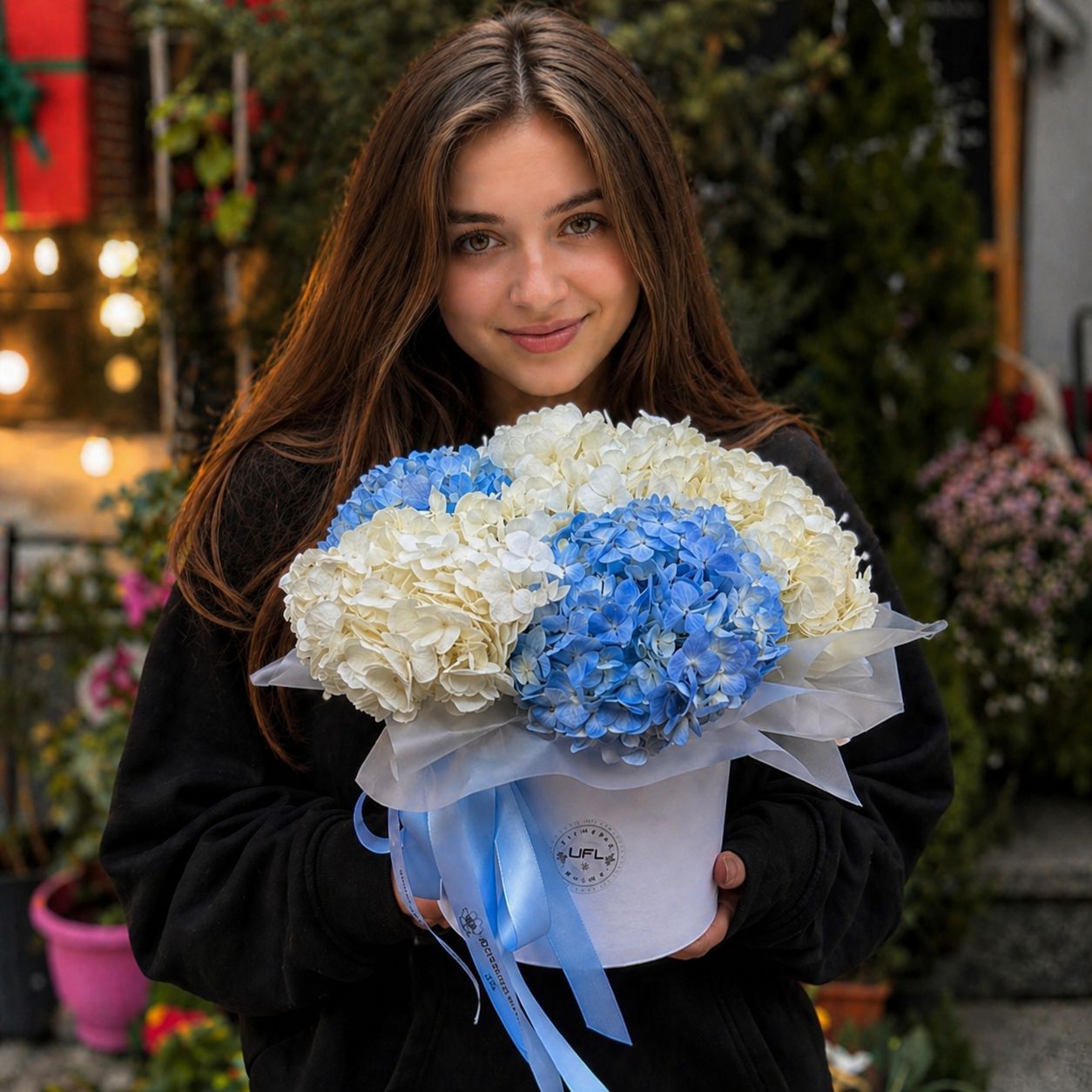 Bouquet Tender hydrangeas in a box 5pcs