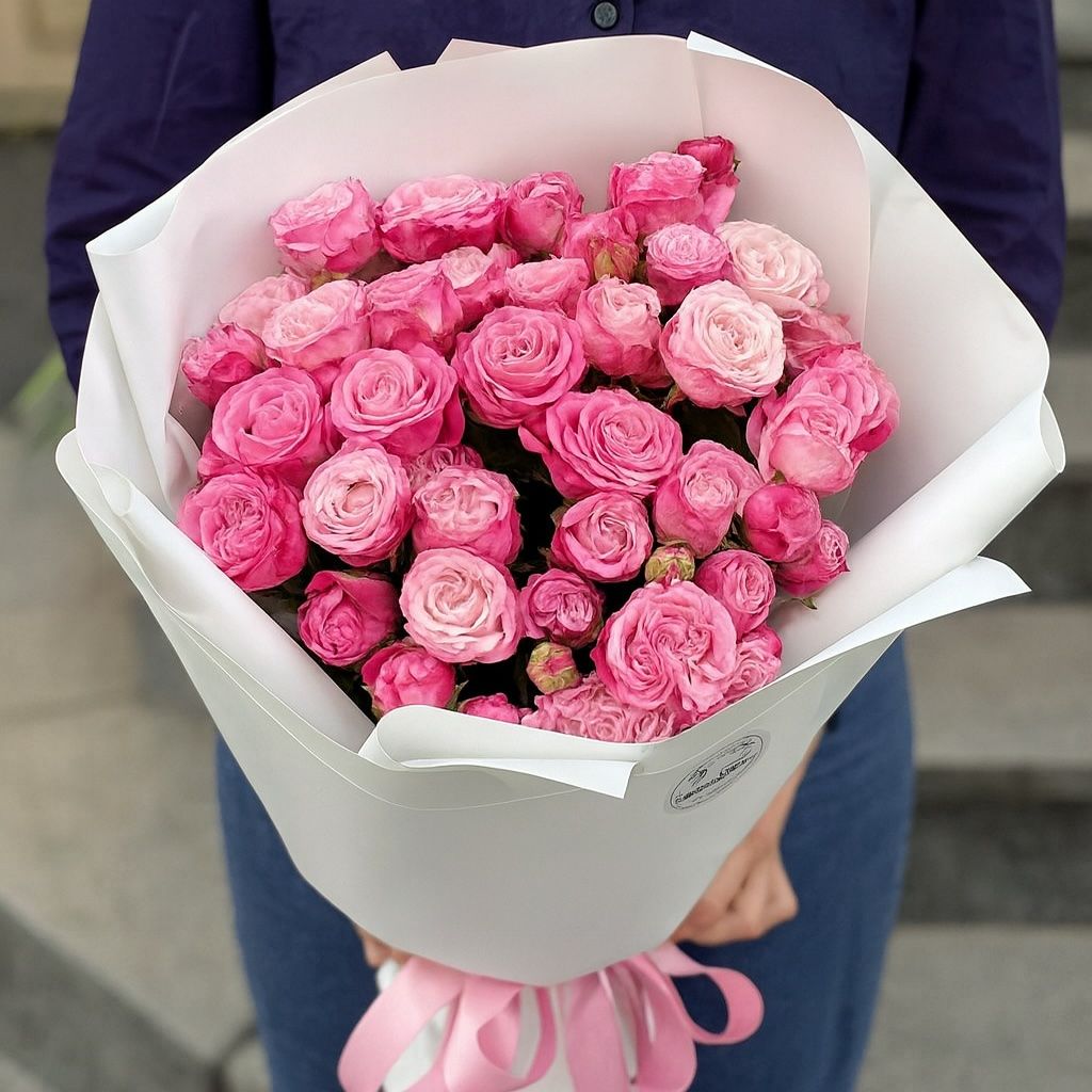 Bouquet 9 pink spray roses