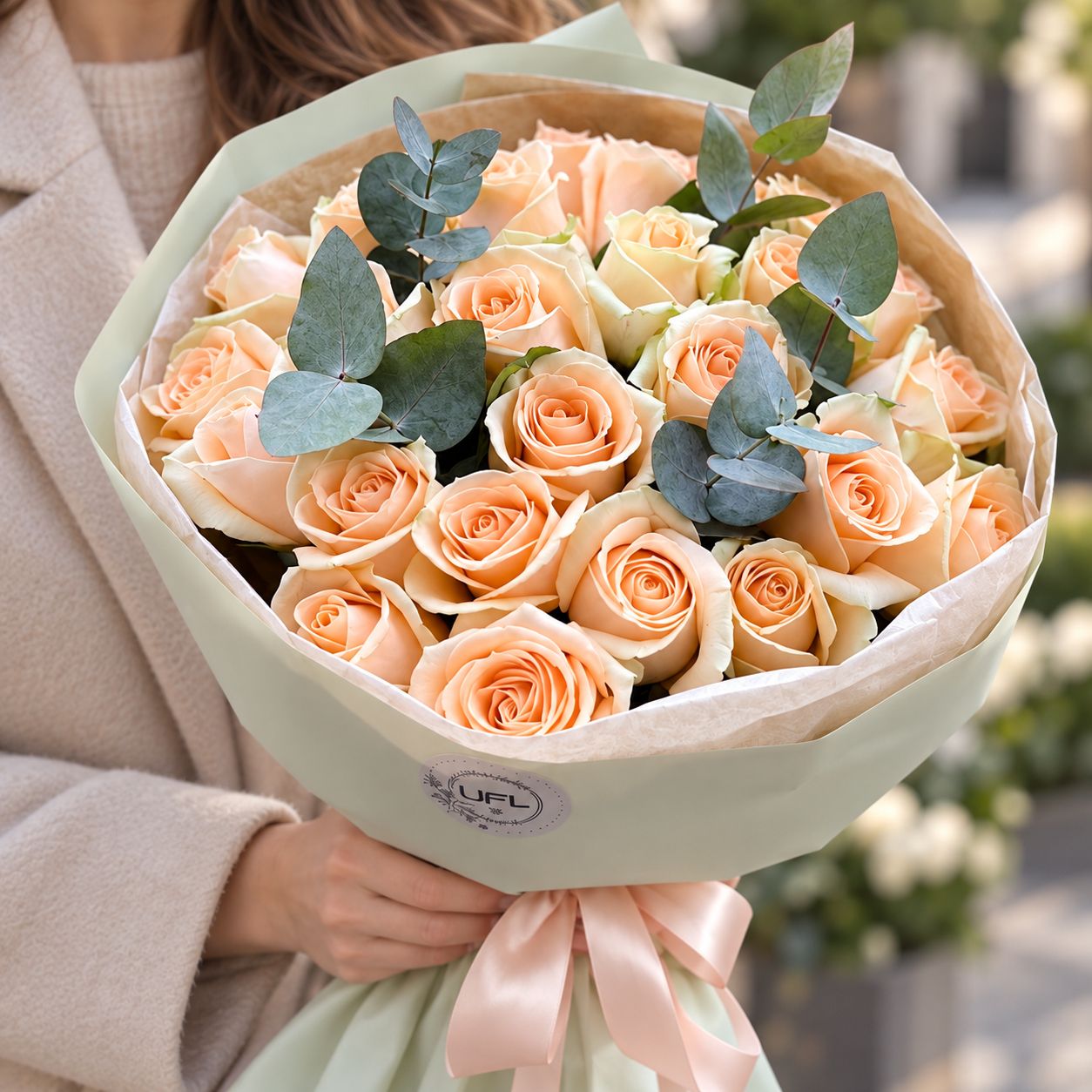 Bouquet  25 peach roses