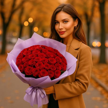 rose (35 pcs.), packaging, ribbon