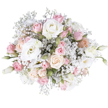 spray roses, eustoma, gypsophila, spray rose, packaging, ribbon