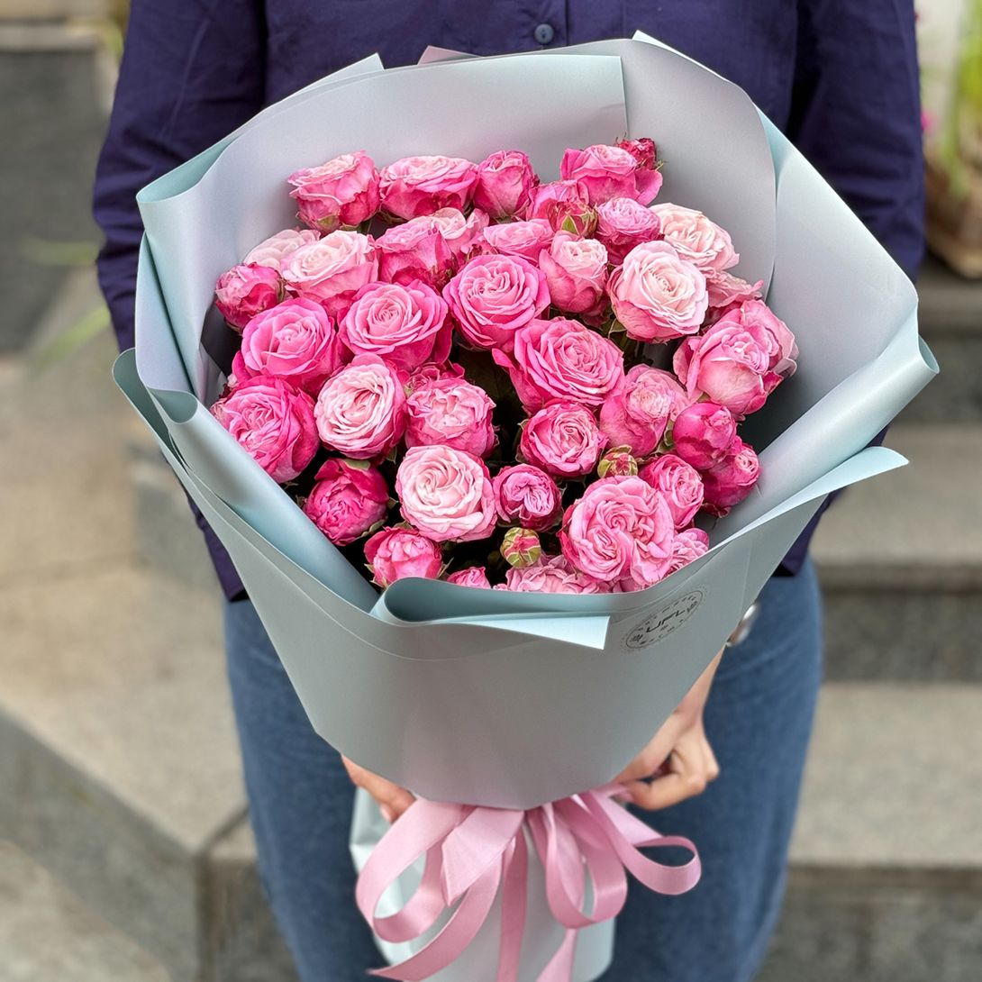 Bouquet 9 pink spray roses